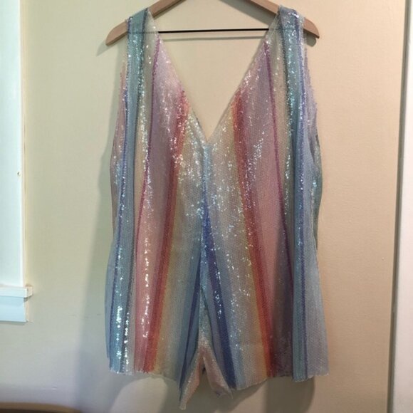 FARM Rio Rainbow Romper Music Festival/Eras Tour/Pride/Hippie/Boho size L - Picture 10 of 14